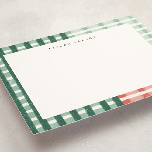 This is a pine personalized stationery thank you cards with standard by Emily Sabol Goss called drawn plaid printing on signature in 5x7