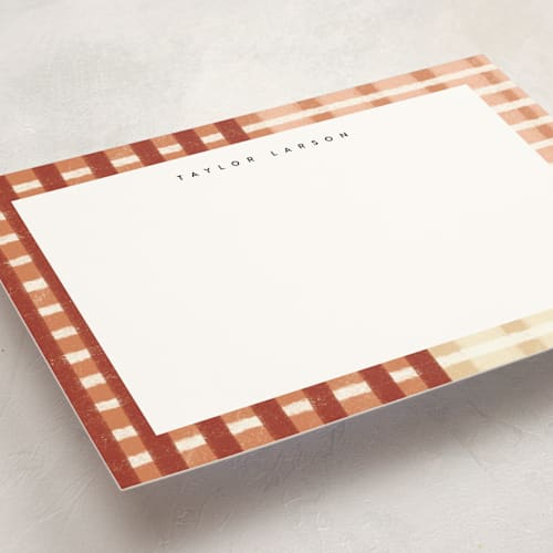 This is a spice personalized stationery thank you cards with standard by Emily Sabol Goss called drawn plaid printing on signature in 5x7