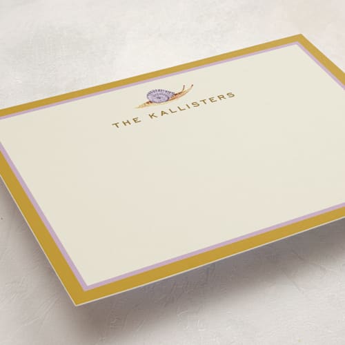This is a mustard personalized stationery thank you cards with standard by Pati Cascino called snail mail printing on signature in 5x7