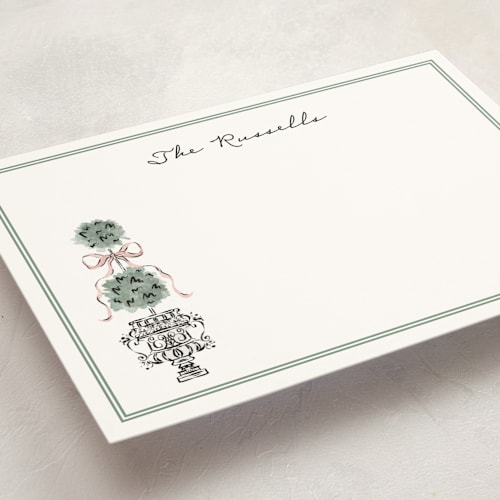 This is a forest personalized stationery thank you cards with standard by Jackie Crawford called hand illustrated garden gate printing on signature in 5x7