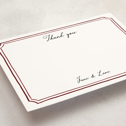 This is a wine personalized stationery thank you cards with standard by Cass Loh called handwritten printing on signature in 5x7