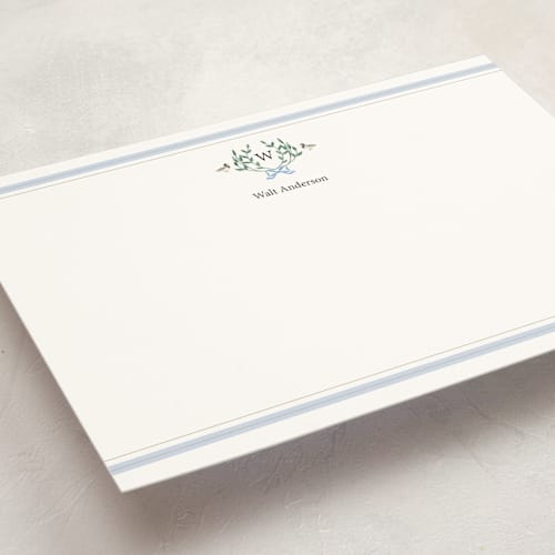 This is a powder personalized stationery thank you cards with standard by Rebecca Marchese called southern mallard duck printing on signature in 5x7