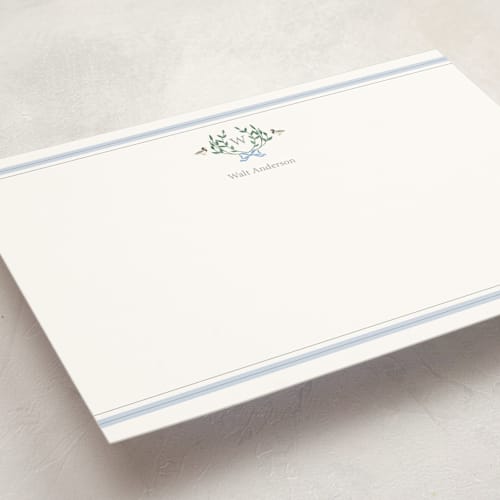 This is a smoke personalized stationery thank you cards with standard by Rebecca Marchese called southern mallard duck printing on signature in 5x7