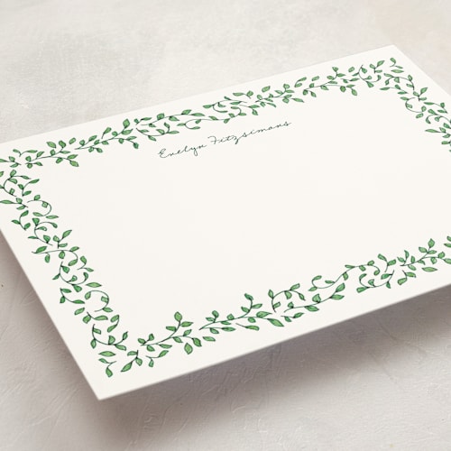 This is a ivy personalized stationery thank you cards with standard by Angela Garrick called vines2 printing on signature in 5x7