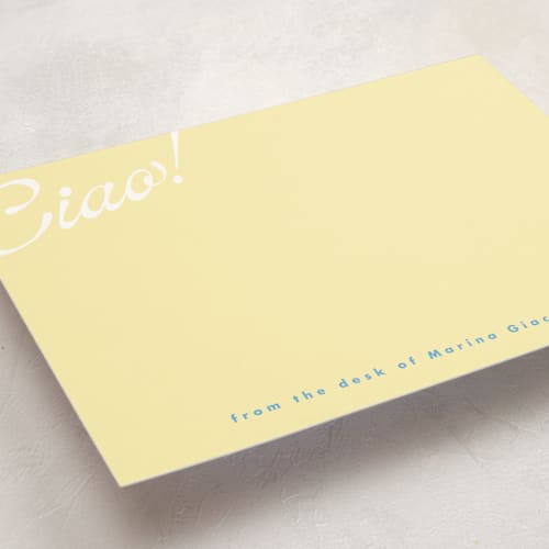 This is a limoncello personalized stationery thank you cards with standard by Tamara Hilje called ciao printing on signature in 5x7