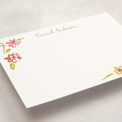 This is a sugar personalized stationery thank you cards with standard by samovilka called pinkorangeflorals printing on signature in 5x7