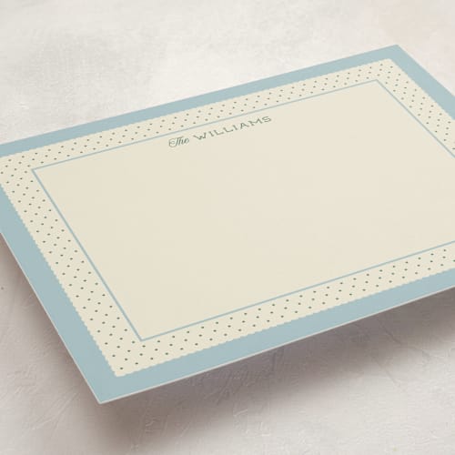 This is a garden personalized stationery thank you cards with standard by Robert and Stella called polka dot frame printing on signature in 5x7
