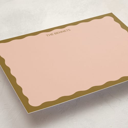 This is a caramel personalized stationery thank you cards with standard by Helena Vitto called color wave printing on signature in 5x7
