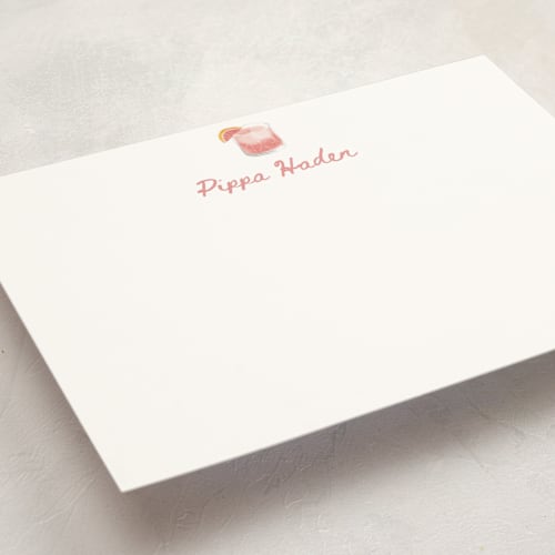 This is a grapefruit personalized stationery thank you cards with standard by Baumbirdy called paloma (add-on) printing on signature in 5x7
