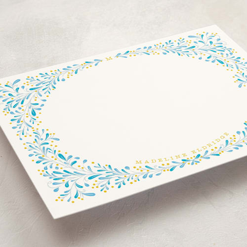 This is a blueberry lemonade personalized stationery thank you cards with standard by Kamala Nahas called botanical border printing on signature in 5x7