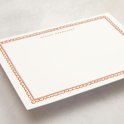 This is a flame personalized stationery thank you cards with standard by Pati Cascino called forli printing on signature in 5x7
