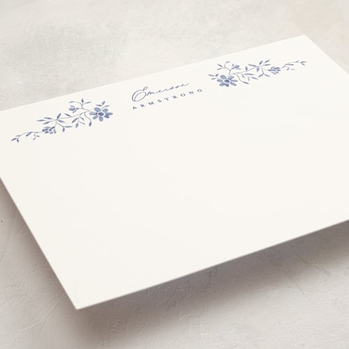 This is a marine personalized stationery thank you cards with standard by Susan Zinader called posies printing on signature in 5x7