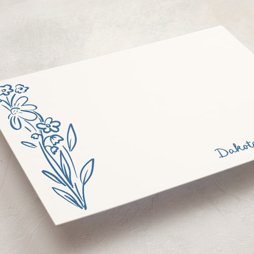 This is a cornflower personalized stationery thank you cards with standard by Jenna Holcomb called wildflower note printing on signature in 5x7