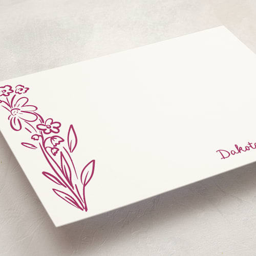 This is a orchid personalized stationery thank you cards with standard by Jenna Holcomb called wildflower note printing on signature in 5x7
