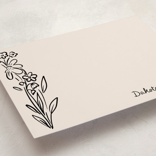 This is a black dahlia personalized stationery thank you cards with standard by Jenna Holcomb called wildflower note printing on signature in 5x7