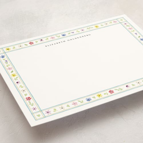 This is a summer personalized stationery thank you cards with standard by Pati Cascino called herbarium printing on signature in 5x7