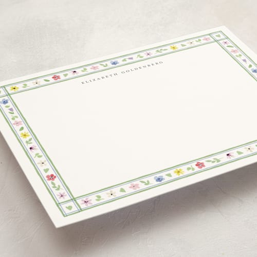 This is a spring personalized stationery thank you cards with standard by Pati Cascino called herbarium printing on signature in 5x7