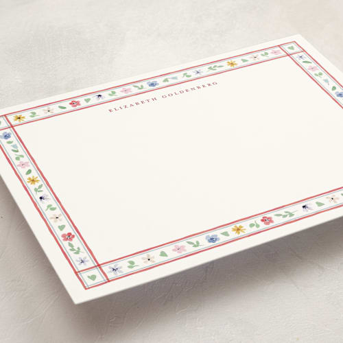 This is a sunset personalized stationery thank you cards with standard by Pati Cascino called herbarium printing on signature in 5x7