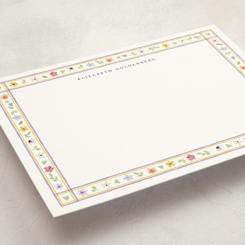 This is a sunrise personalized stationery thank you cards with standard by Pati Cascino called herbarium printing on signature in 5x7