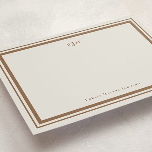 This is a rust personalized stationery thank you cards with standard by Tamara Hilje called elegant border printing on signature in 5x7
