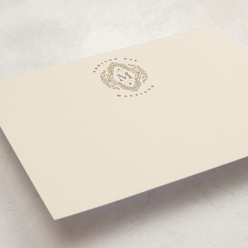 This is a antique personalized stationery thank you cards with standard by Jenna Holcomb called stamped printing on signature in 5x7