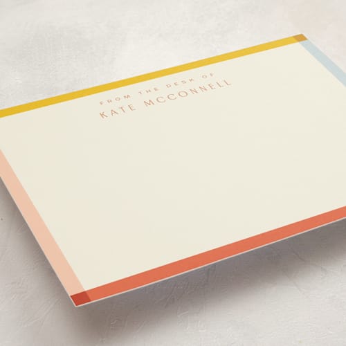 This is a coral personalized stationery thank you cards with standard by Ellen Schlegelmilch called edge printing on signature in 5x7
