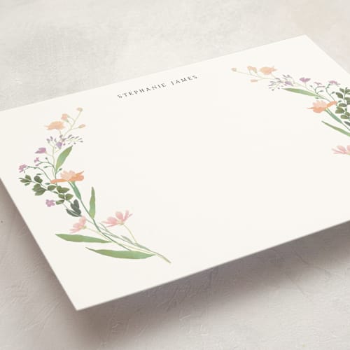 This is a pastel personalized stationery thank you cards with standard by Elly called botanical printing on signature in 5x7