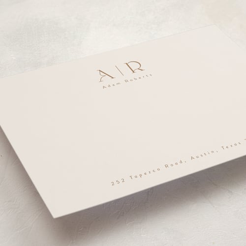 This is a rust personalized stationery thank you cards with standard by Tamara Hilje called minimal flair printing on signature in 5x7