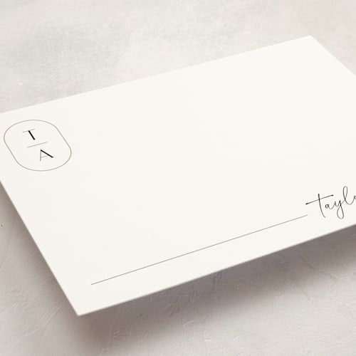 This is a cotton personalized stationery thank you cards with standard by Robert and Stella called ember printing on signature in 5x7