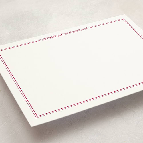 This is a fuchsia rose personalized stationery thank you cards with standard by The Social Type called the gentleman printing on signature in 5x7