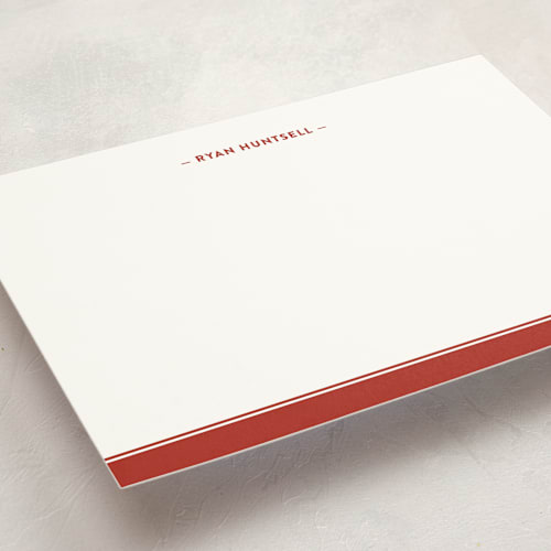 This is a ruby personalized stationery thank you cards with standard by Ann Gardner called preppy stripe printing on signature in 5x7