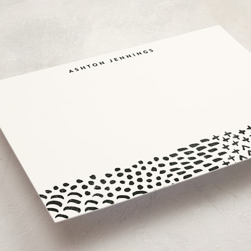 This is a ebony personalized stationery thank you cards with standard by Hooray Creative called handdrawn pattern printing on signature in 5x7