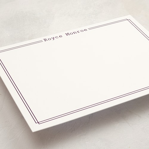 This is a eggplant personalized stationery thank you cards with standard by Ashlee Townsend called outlined printing on signature in 5x7