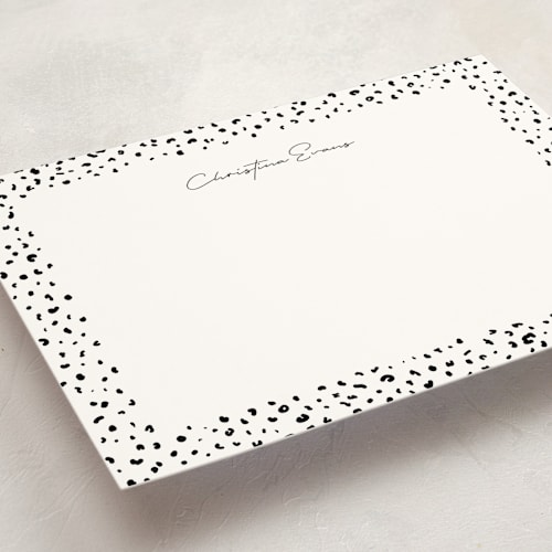 This is a snow leopard personalized stationery thank you cards with standard by Lea Delaveris called just a little wild printing on signature in 5x7