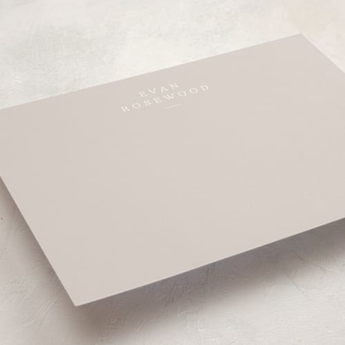 This is a slate personalized stationery thank you cards with standard by Sara Hicks Malone called softspoken printing on signature in 5x7