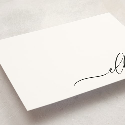 This is a noir personalized stationery thank you cards with standard by Lori Wemple called pretty script printing on signature in 5x7