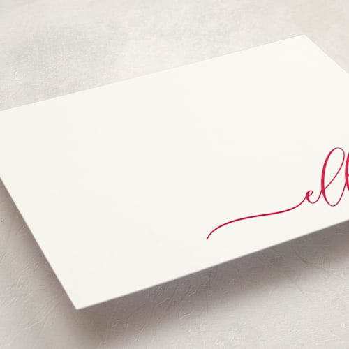 This is a cherry personalized stationery thank you cards with standard by Lori Wemple called pretty script printing on signature in 5x7