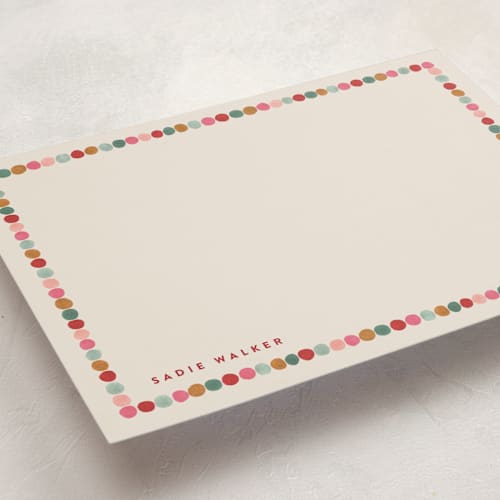 This is a sugar cookie personalized stationery thank you cards with standard by Joanna Griffin called pom poms printing on signature in 5x7