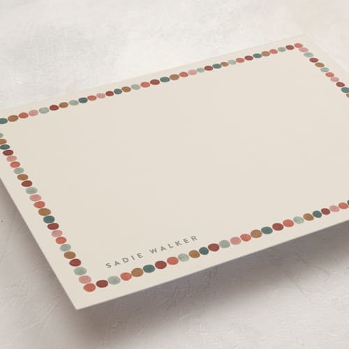 This is a apple cider personalized stationery thank you cards with standard by Joanna Griffin called pom poms printing on signature in 5x7
