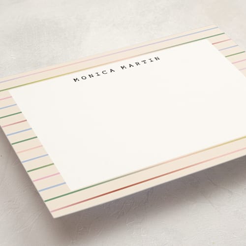 This is a gumdrops personalized stationery thank you cards with standard by Ellen Schlegelmilch called gradient stripes printing on signature in 5x7