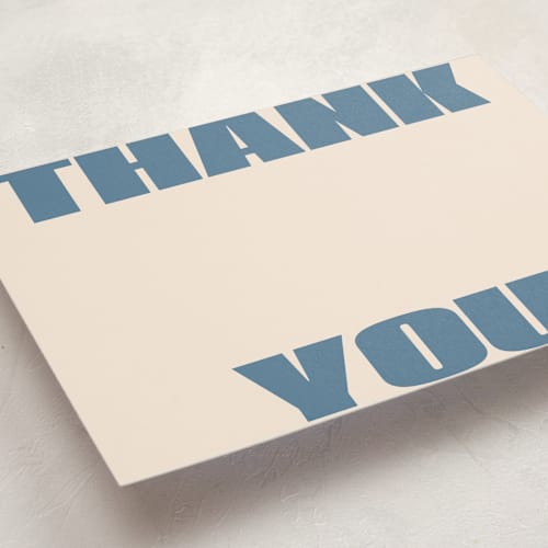 This is a denim personalized stationery thank you cards with standard by Claudia Orengo called retro bold printing on signature in 5x7