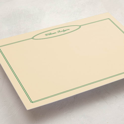 This is a turf personalized stationery thank you cards with standard by Natalie Rae called the oval printing on signature in 5x7