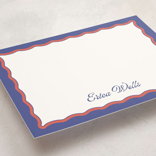 This is a ocean personalized stationery thank you cards with standard by Becky Nimoy called wavy two tone printing on signature in 5x7