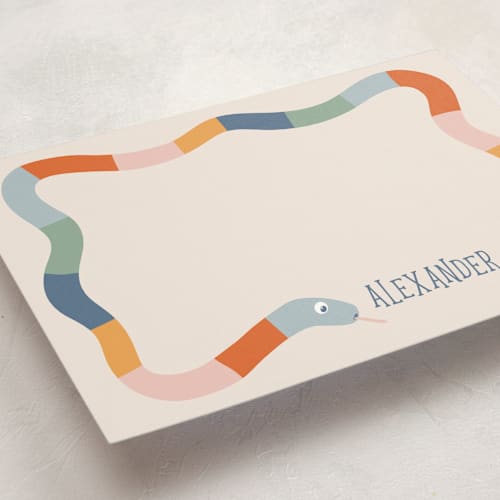 This is a earthbound personalized stationery thank you cards with standard by Miranda Bussell called slithering around printing on signature in 5x7