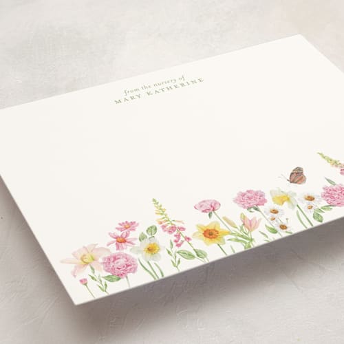 This is a garden personalized stationery thank you cards with standard by Bayberry Kate called spring garden printing on signature in 5x7