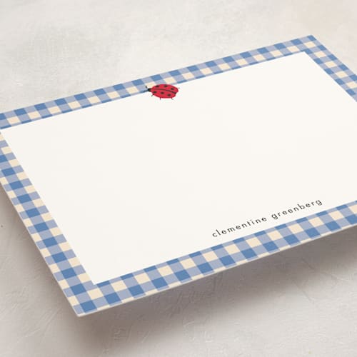 This is a sky personalized stationery thank you cards with standard by Jennifer Lew called ladybug picnic printing on signature in 5x7