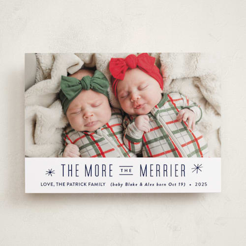 This is a silent night babys first christmas with standard by Carolyn MacLaren called the more, the merrier printing on recycled smooth signature in standard