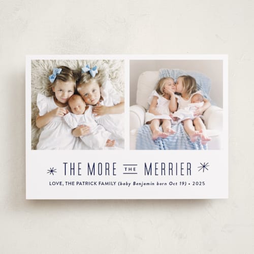 This is a silent night babys first christmas with standard by Carolyn MacLaren called the more, the merrier printing on recycled smooth signature in standard