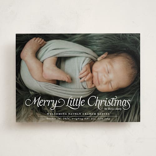 This is a sugar babys first christmas with standard by Jenna Holcomb called our merry little christmas printing on recycled smooth signature in standard