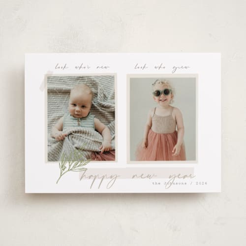 This is a moss babys first christmas with standard by Rebecca Daublin called we grew printing on recycled smooth signature in standard
